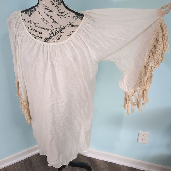 Vava by joy hann dress tassel boho bohemian beach lined small vacation cruise - Picture 2 of 6